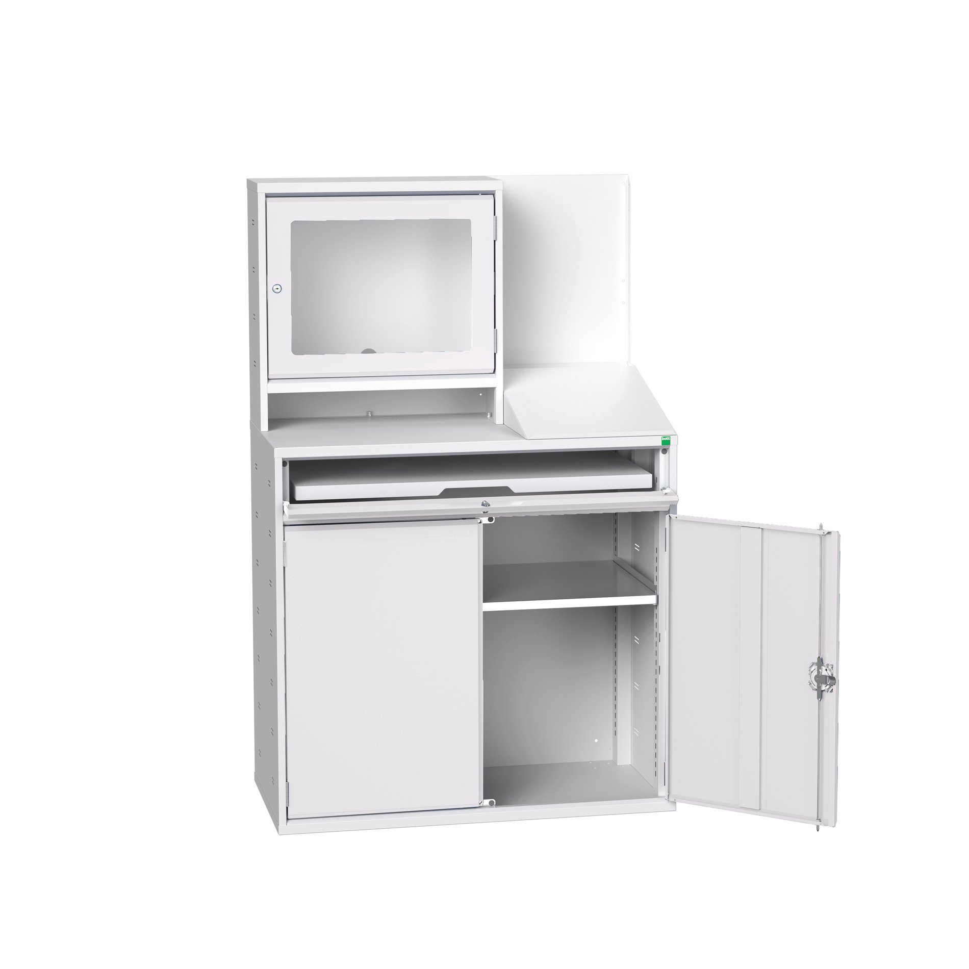 Bott Verso Computerkast | 1050x550x1650mm | 1 Legbord | 1 Schuiflade | 2 Deuren | RAL 7035 - 16928022.16