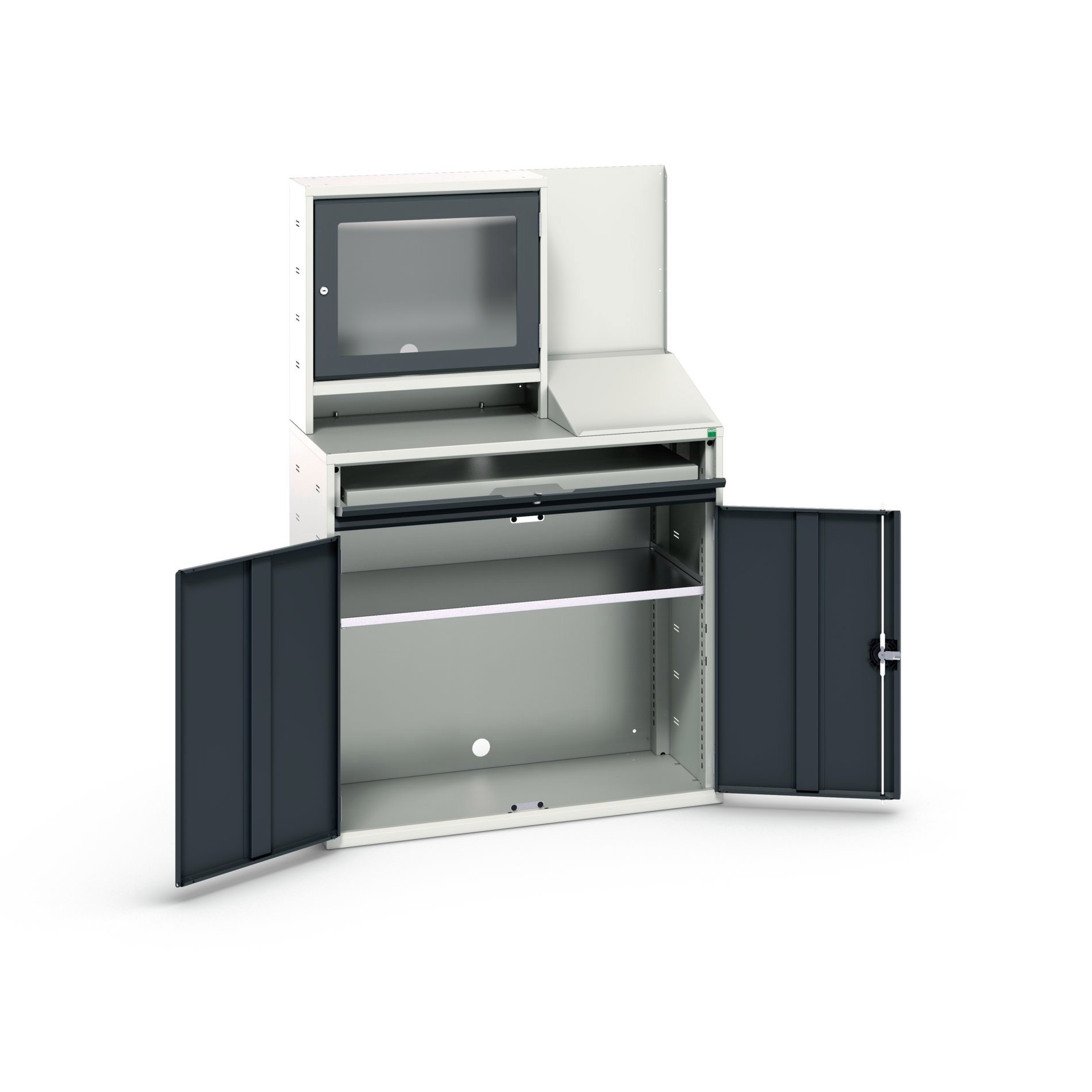 Bott Verso Computerkast | 1050x550x1650mm | 1 Legbord | 1 Schuiflade | 2 Deuren | RAL 7016 - 16928022.19