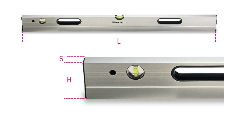 Beta Waterpassen vervaardigd uit aluminium, met 2 onbreekbare libellen nauwkeurigheid: 1mm/m 1696S 2000 - 016960420