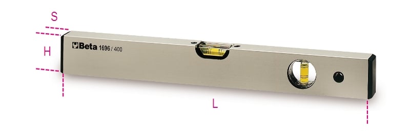 Beta Waterpassen vervaardigd geanodiseerd, geprofileerd aluminium, onbreekbare libellen nauwkeurigheid: 1mm/m 1696 500 - 016960005