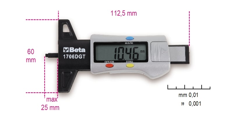 Beta digitale profiel meter voor banden 1706DGT - 017060011
