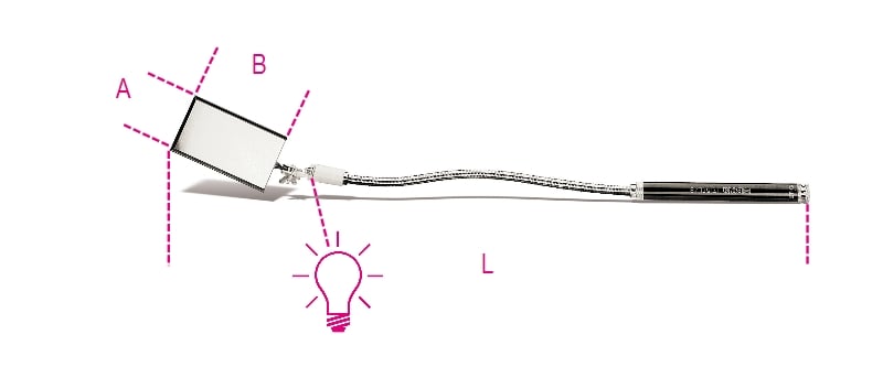 Beta Inspectiespiegel, flexibel met licht kunststof handgreep, verchroomd 1715FL/B - 017150115