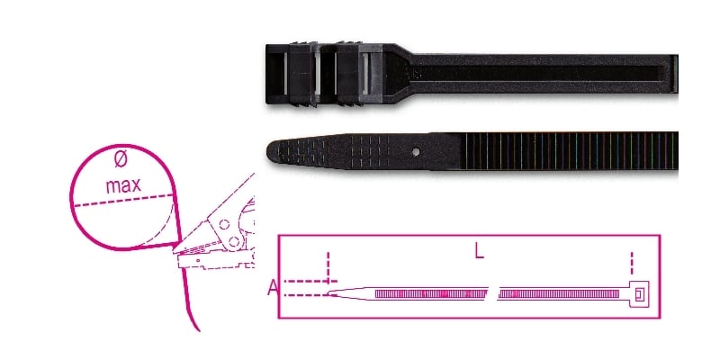 Beta Bmn1890-Nylon Bindstrips Zwart Uv Beste. - BMN1890