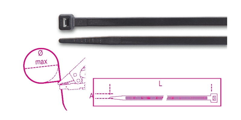 Beta Bmn1248-Nylon Bindstrips, Zwart Uv Best. - BMN1248