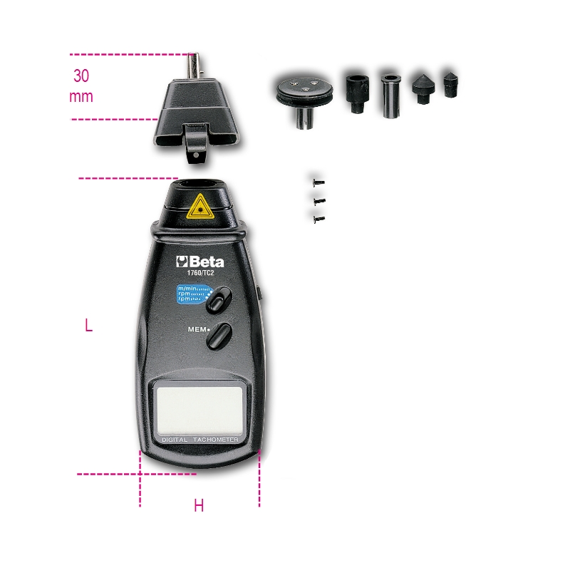 Beta Combinatie contact / geen-contact digitale tachometer 1760/TC2 - 017600161