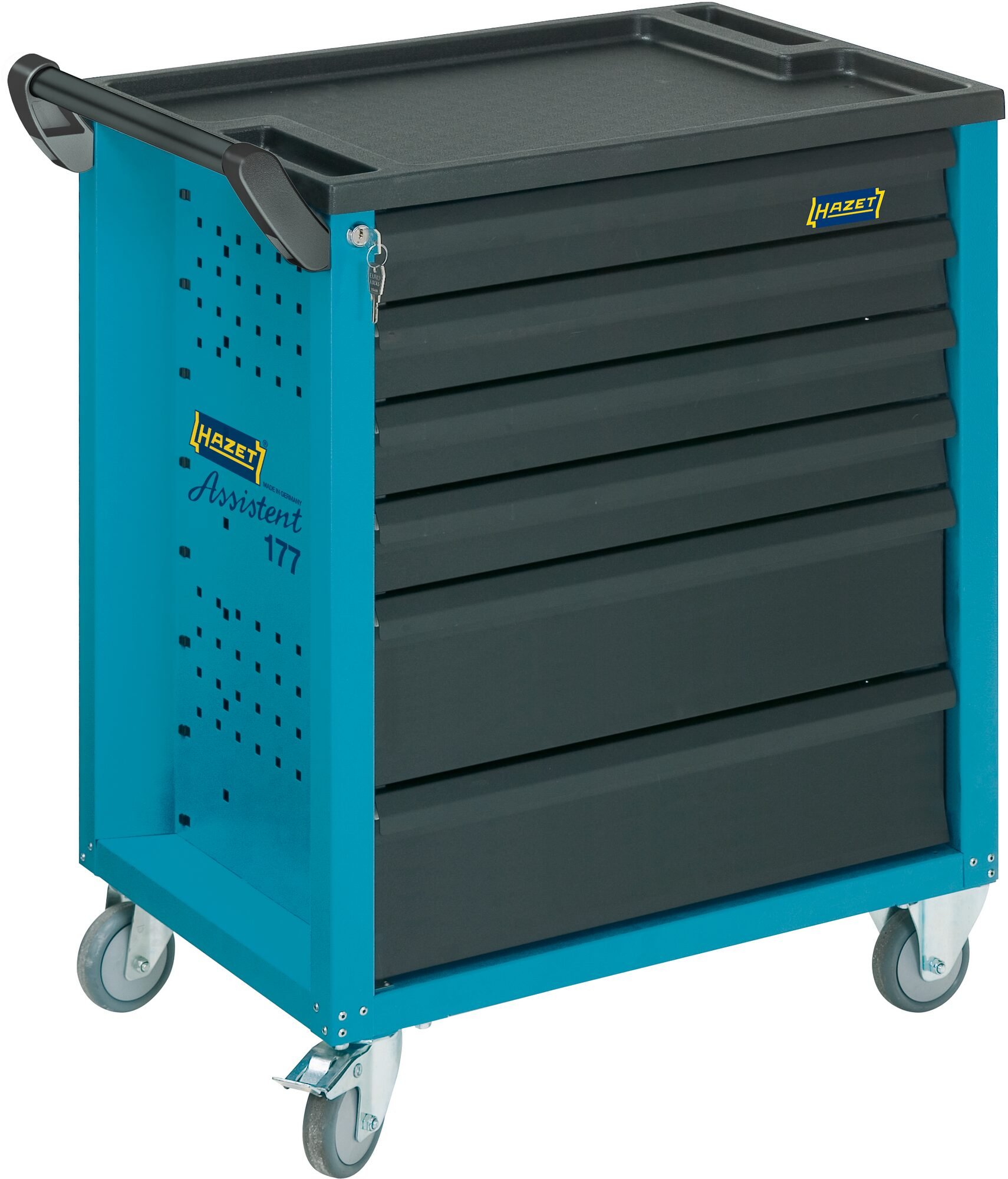 HAZET Gereedschapwagen - Assistent 177 - enkel 177-6 - L x B x H: 780 mm x 498 mm x 915 mm - Laden, ondiep: 4× 79 x 527 x 348 mm - Laden, diep: 2× 164