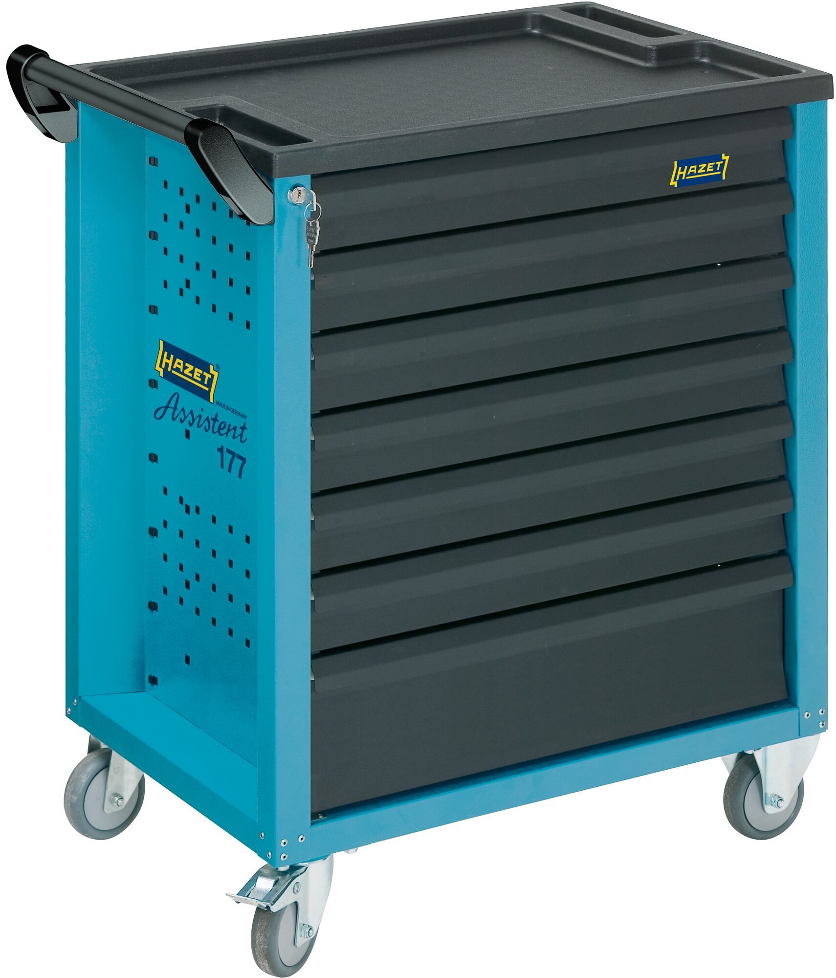 HAZET Gereedschapwagen - Assistent 177 - enkel 177-7 - L x B x H: 780 mm x 498 mm x 915 mm - Laden, ondiep: 6× 79 x 527 x 348 mm - Laden, diep: 1× 164