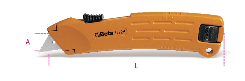 Beta Universeel mes met uitschuifbaar lemmet, geleverd met extra messen 1772H - 017720029