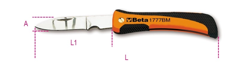 Beta Klapmes met inkeping voor draadstrippen, roestvast stalen lemmet 1777BM - 017770100