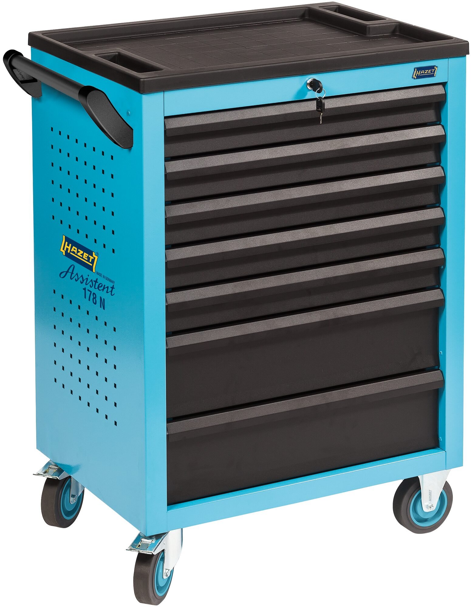 HAZET Gereedschapwagen - Assistent 178N-7 - enkel 178N-7 - L x B x H: 781 mm x 498 mm x 1039 mm - Laden, ondiep: 5× 80 x 527 x 348 mm - Laden, diep: