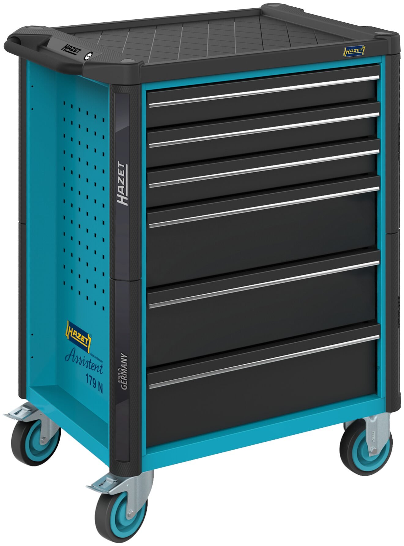 HAZET Gereedschapwagen - Assistent 179N - enkel 179N-6 - L x B x H: 785 mm x 518 mm x 1020 mm - Laden, ondiep: 3× 81 x 522 x 398 mm - Laden, diep: 3×