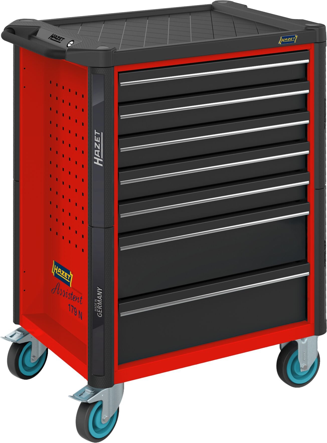HAZET Gereedschapwagen - Assistent 179N - enkel 179N-7-RAL3020 - L x B x H: 785 mm x 518 mm x 1020 mm - Laden, ondiep: 5× 81 x 522 x 398 mm - Laden,