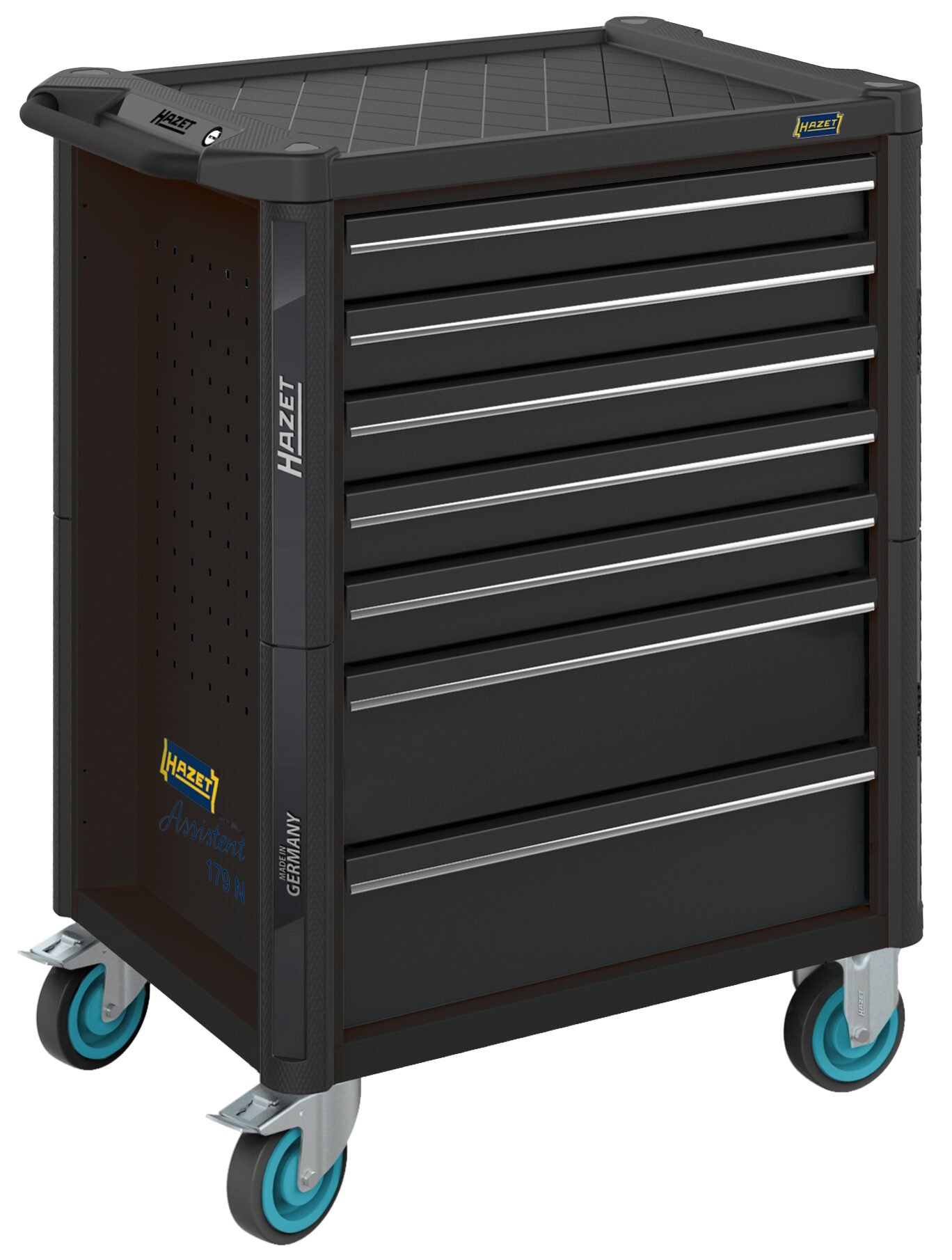 HAZET Gereedschapwagen - Assistent 179N - enkel 179N-7-RAL9005 - L x B x H: 785 mm x 518 mm x 1020 mm - Laden, ondiep: 5× 81 x 522 x 398 mm - Laden,