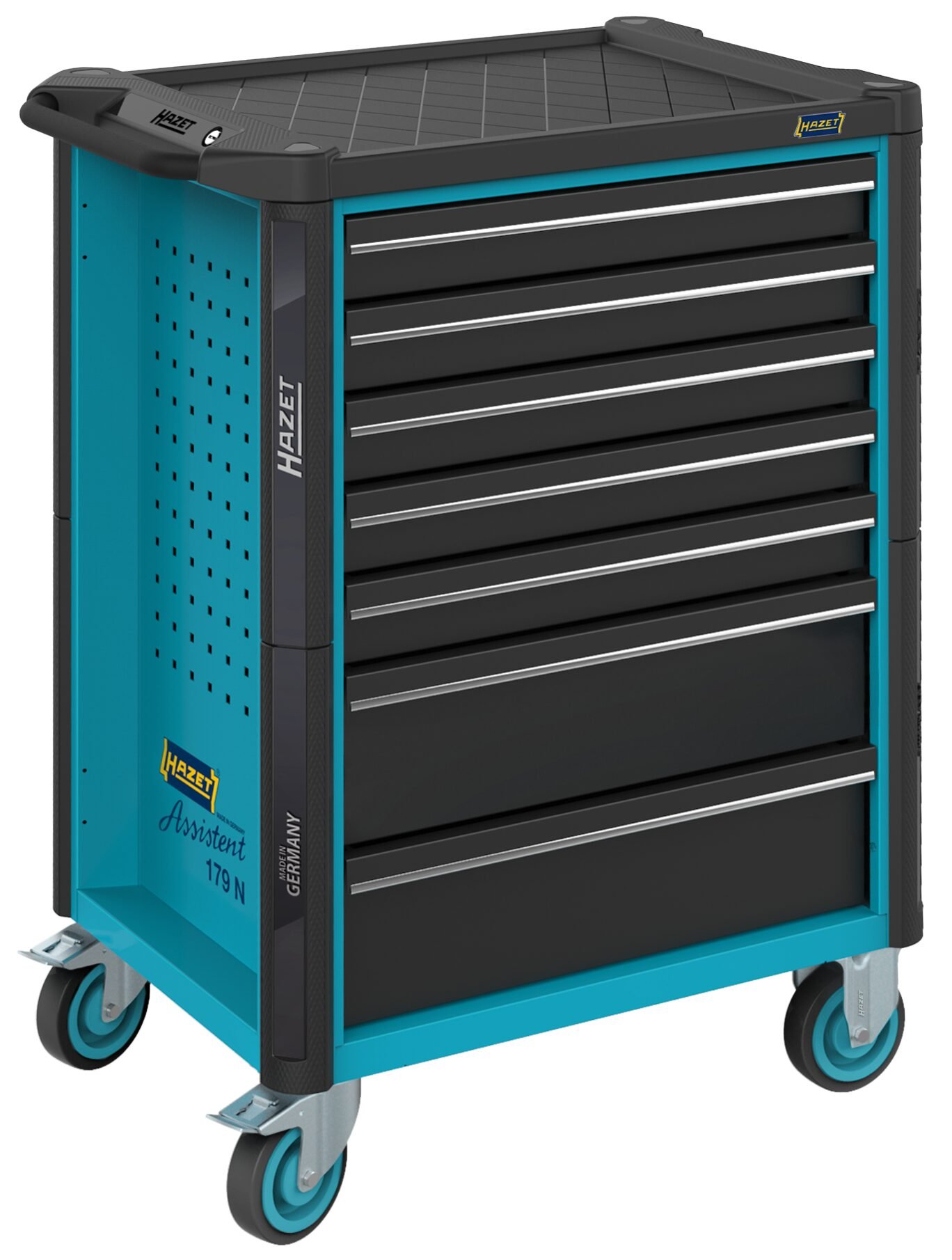 HAZET Gereedschapwagen - Assistent 179N - enkel 179N-7 - L x B x H: 785 mm x 518 mm x 1020 mm - Laden, ondiep: 5× 81 x 522 x 398 mm - Laden, diep: 2×