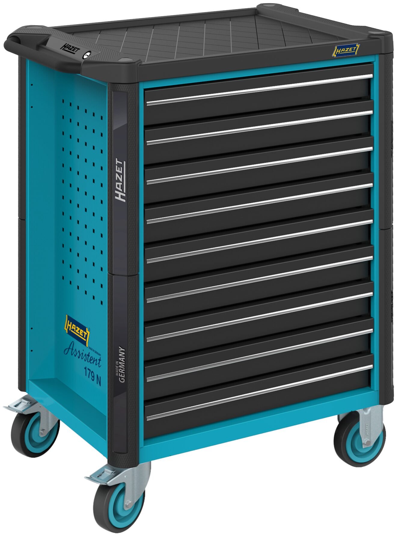 HAZET Gereedschapwagen - Assistent 179N - enkel 179N-9 - L x B x H: 785 mm x 518 mm x 1020 mm - Laden, ondiep: 9× 81 x 522 x 398 mm