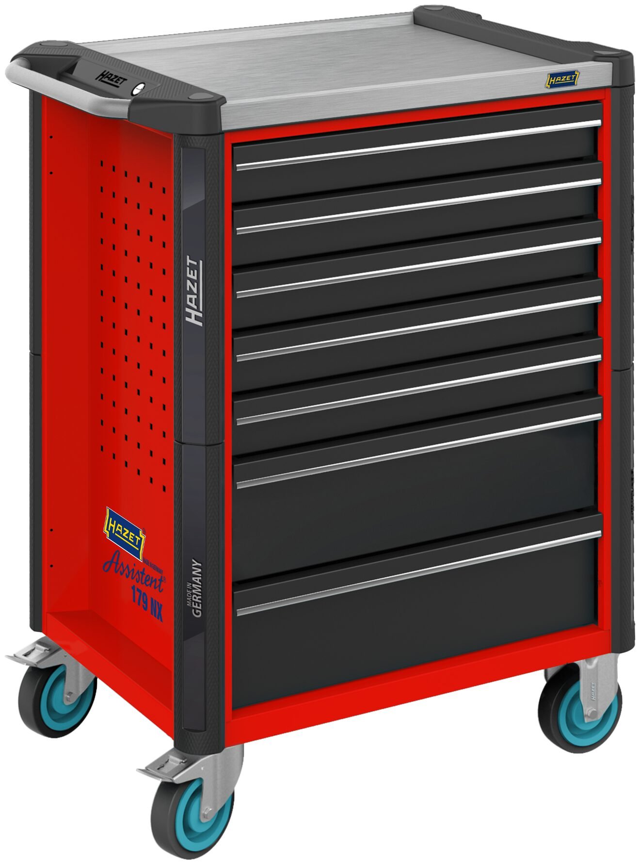HAZET Gereedschapwagen - Assistent 179NX - enkel 179NX-7-RAL3020 - L x B x H: 785 mm x 518 mm x 1020 mm - Laden, ondiep: 5× 81 x 522 x 398 mm - Laden,