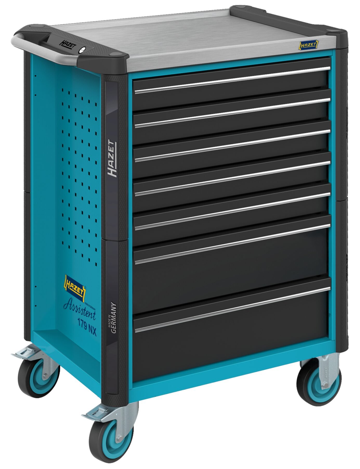HAZET Gereedschapwagen - Assistent 179NX - enkel 179NX-7 - L x B x H: 785 mm x 518 mm x 1020 mm - Laden, ondiep: 5× 81 x 522 x 398 mm - Laden, diep: