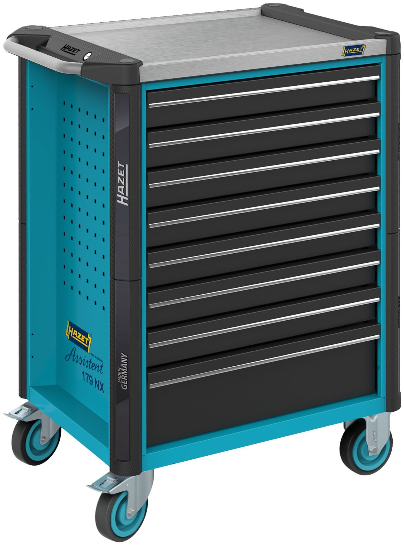 HAZET Gereedschapwagen - Assistent 179NX - enkel 179NX-8 - L x B x H: 785 mm x 518 mm x 1020 mm - Laden, ondiep: 7× 81 x 522 x 398 mm - Laden, diep: