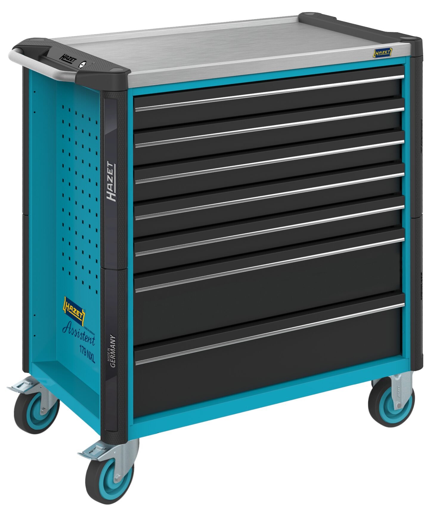 HAZET Gereedschapwagen - Assistent 179NXL - enkel 179NXL-7 - L x B x H: 959 mm x 518 mm x 1020 mm - Laden, ondiep: 5× 81 x 696 x 398 mm - Laden, diep: