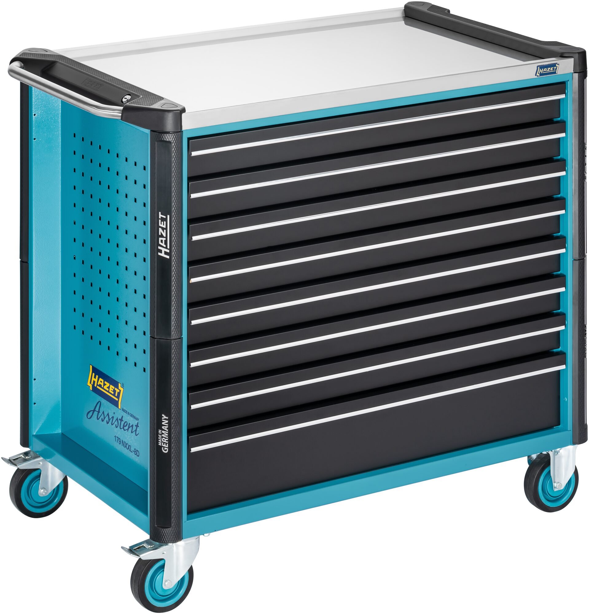 HAZET Gereedschapwagen Assistent 179NXXL-8D - L x B x H: 1133 mm x 642 mm x 1020 mm - Laden, ondiep: 7× 81 x 870 x 522 mm - Laden, diep: 1× 166 x 870