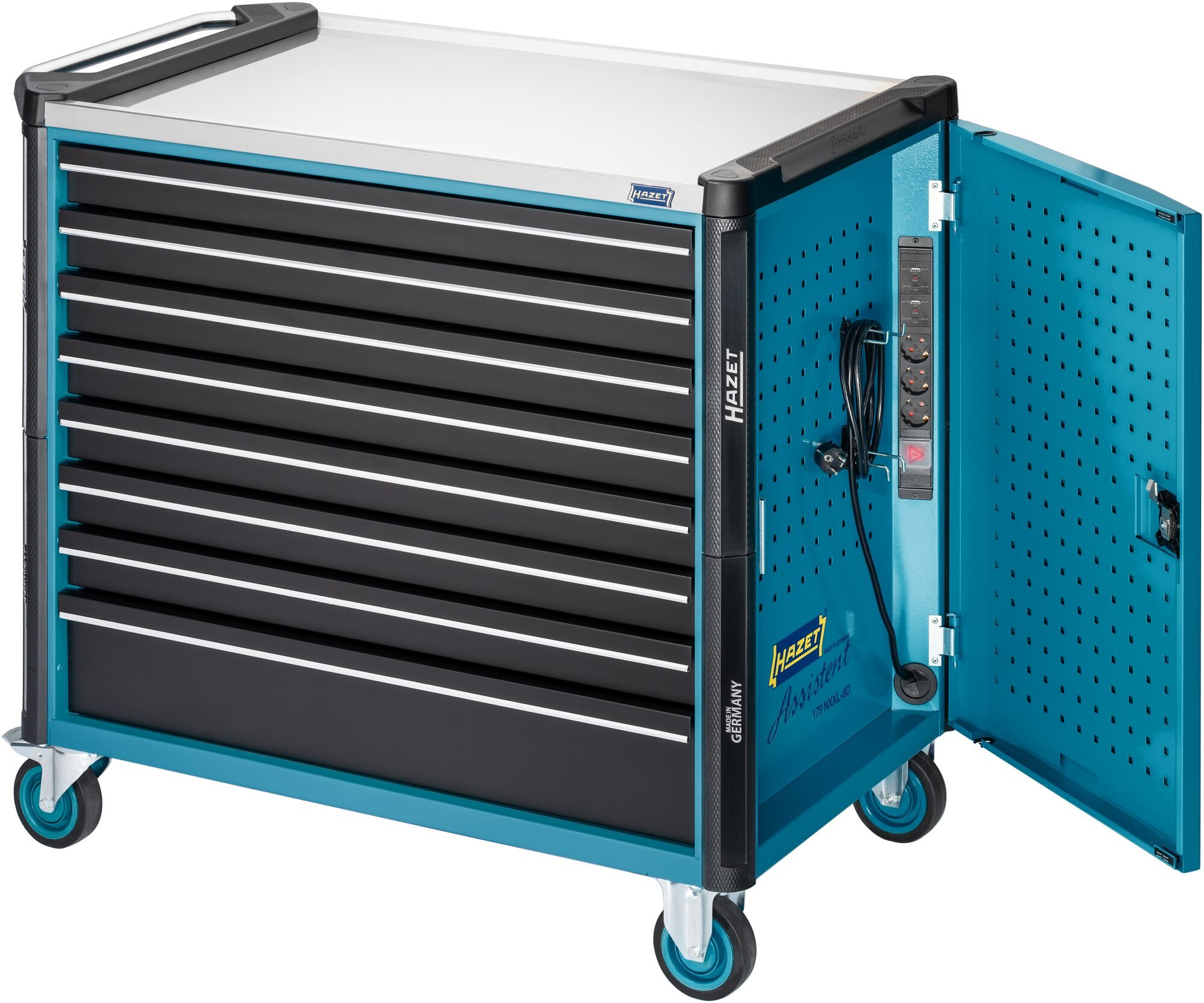 HAZET Gereedschapwagen Assistent 179NXXL-8D/3 - 3-delig - Laden, ondiep: 7× 81 x 870 x 522 mm - Laden, diep: 1× 166 x 870 x 522 mm