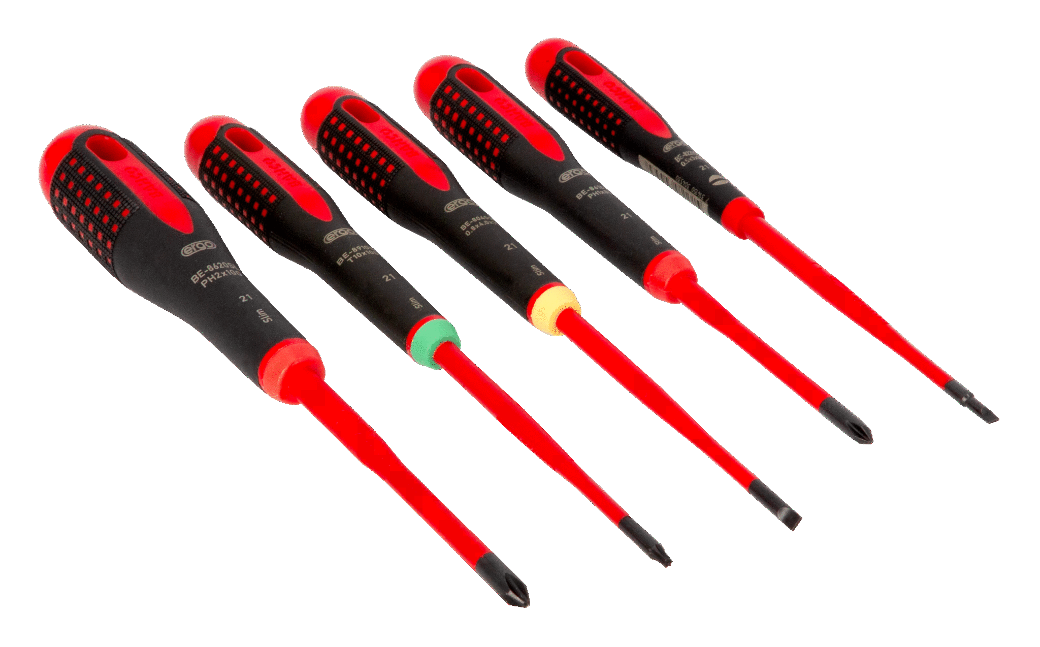 Bahco Schroevendraaierset ERGO™ | geïsoleerd | VDE | driecomponentengreep | smal blad | gleuf | Phillips | TORX 5-delig BE-9871SL