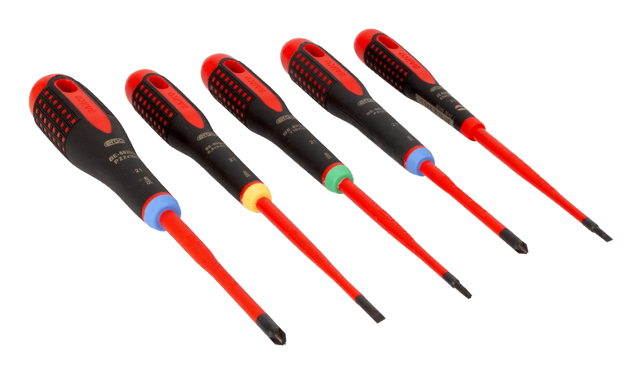 Bahco Schroevendraaierset ERGO™ | geïsoleerd | VDE | driecomponentengreep | smal blad | gleuf- | Pozidriv- en TORX 5-delig BE-9872SL