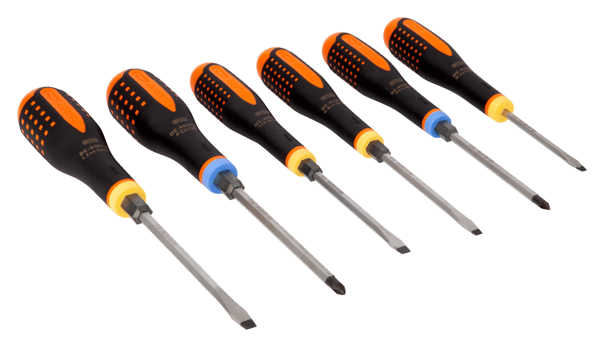 Bahco Schroevendraaierset | ERGO™ | driecomponentengreep | doorlopende kling | krachtgreep | gleuf | Pozidriv 6-delig BE-9882TB