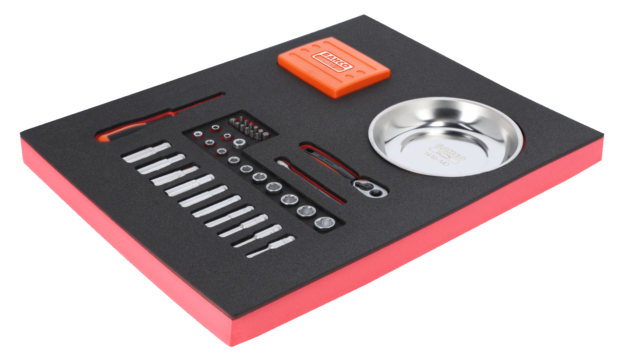 Bahco Foaminlay Fit&Go 2 3 met doppen en toebehoren 1 4" | bits en magnetische schaal 53-delig FF1F2002