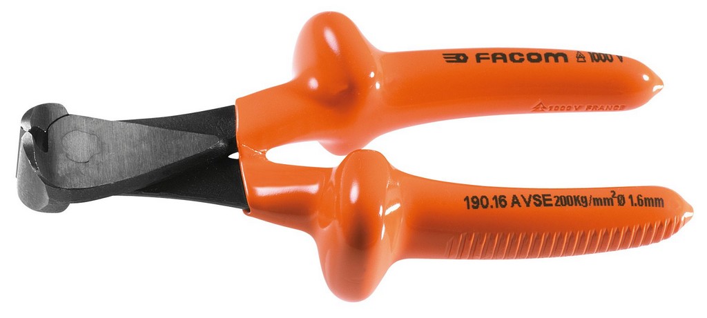 Facom kopkniptang voor harde draad, geisoleerd 16cm - 190.16AVSE