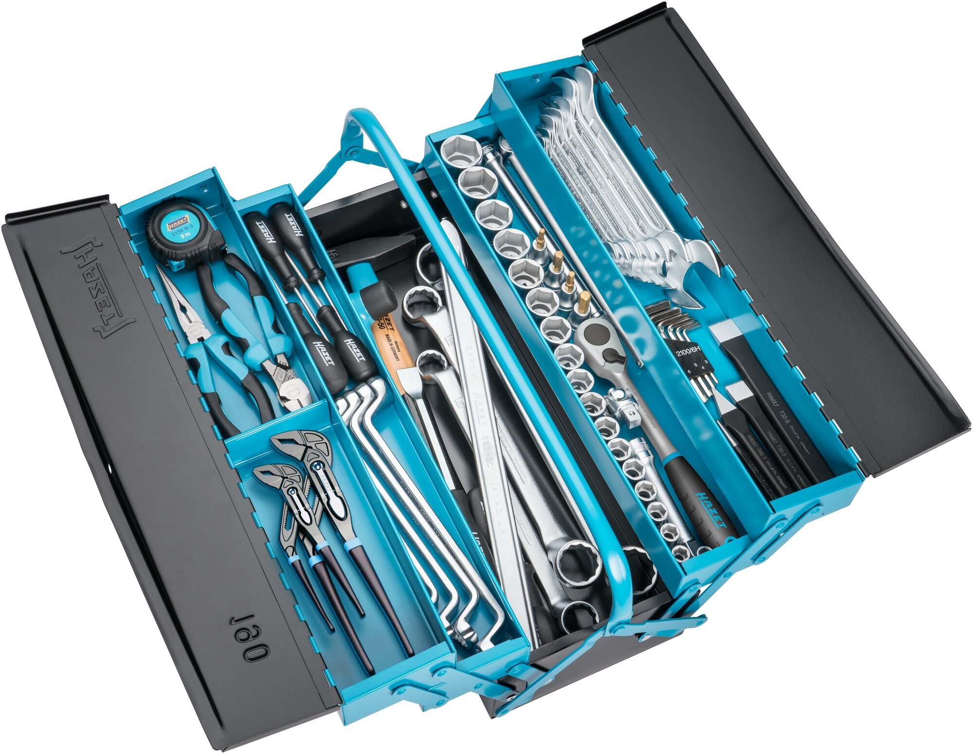 HAZET Metalen gereedschapskast - met assortiment 190/80 - 80-delig - 0,4 x 2,5 - 1,2 x 8 - 3 - 41 - PH1 - PH3 - PZ1 - PZ2