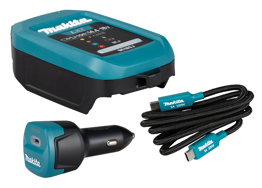 Makita accessoires Lader LXT DC18SJ compleet | Met ADP14 autoadapter | Met USB-C PD kabel - 1915U4-1