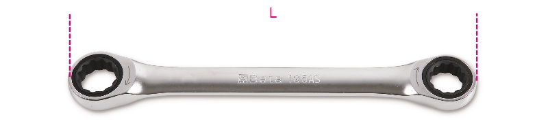 Beta Ringratelsleutels, plat met twaalfkantring 195AS 7/16X1/2 - 001950611