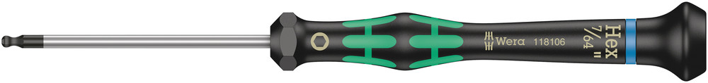 Wera 2052 Kraftform Micro Zeskant-Kogelkop Schroevendraaier, 7/64 duim x 60 mm - 1 stuk(s) - 05118106001 afbeelding 1
