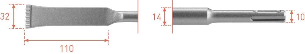 Rotec SDS+ HM-Tandbeitel 32x200mm - 2150035 - 215.0035