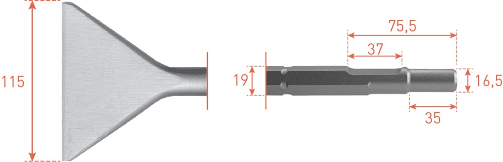 Rotec 6-kant Schopbeitel 115x400mm 6-kant ø19,0 / ø16,5x35 - 2153065