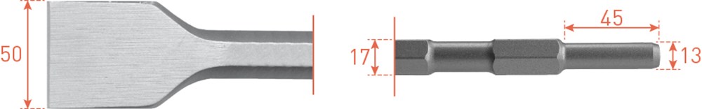 Rotec 6-kant Spadebeitel 50x280mm 6-kant ø17,0 / ø13x45 - 2155020