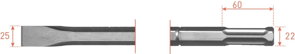 Rotec 6-kant Plattebeitel 25x360mm 6-kø22(tbv Hilti TE805/TE905) - 2156510 - 215.6510