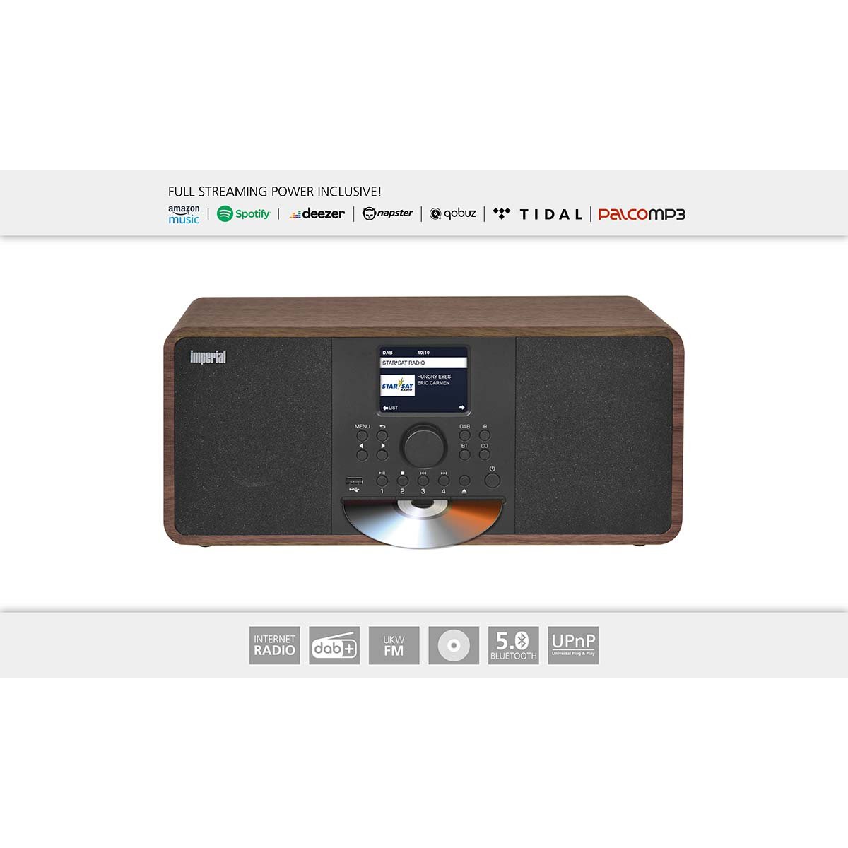 Imperial DABMAN i205 CD Hybride Stereo Radio DAB+ / FM / Internet / Bluetooth Houtlook - 22-238-00