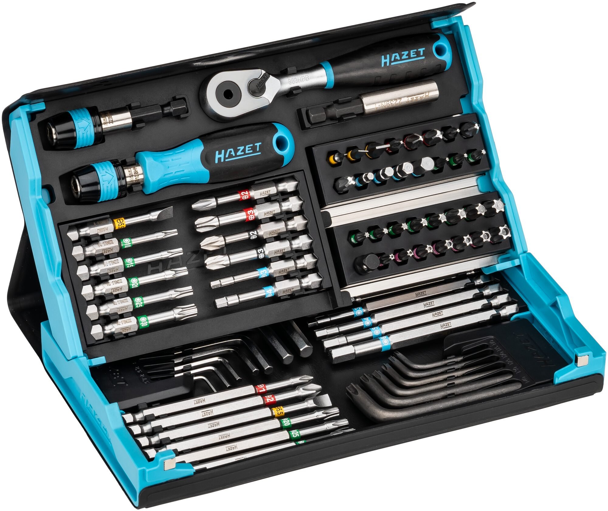 HAZET SmartCase bitset 2200SC-31 | 1/4 inch (6,3 mm) zeskant massief | Sleufprofiel, Kruiskop profiel PH, Pozidriv-profiel PZ, Binnen-zeskant-profiel