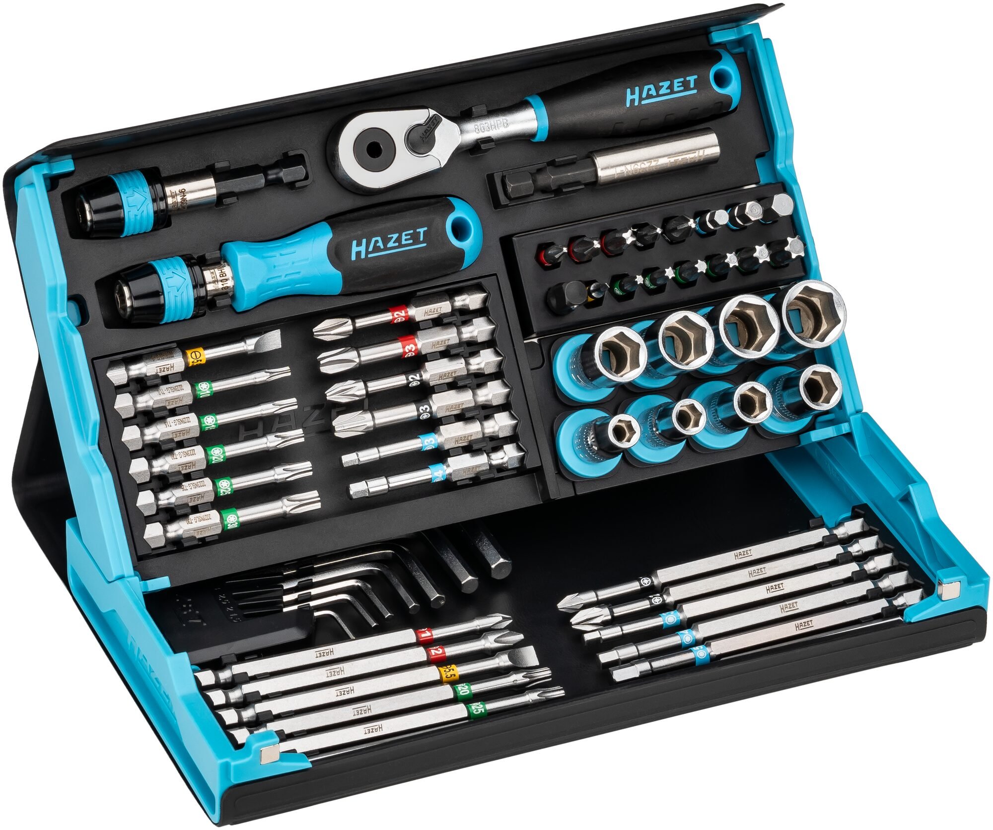 HAZET SmartCase dopsleutelset 2200SC-32 | 1/4 inch (6,3 mm) zeskant massief, 1/4 inch (6,3 mm) vierkant hol | Sleufprofiel, Kruiskop profiel PH,