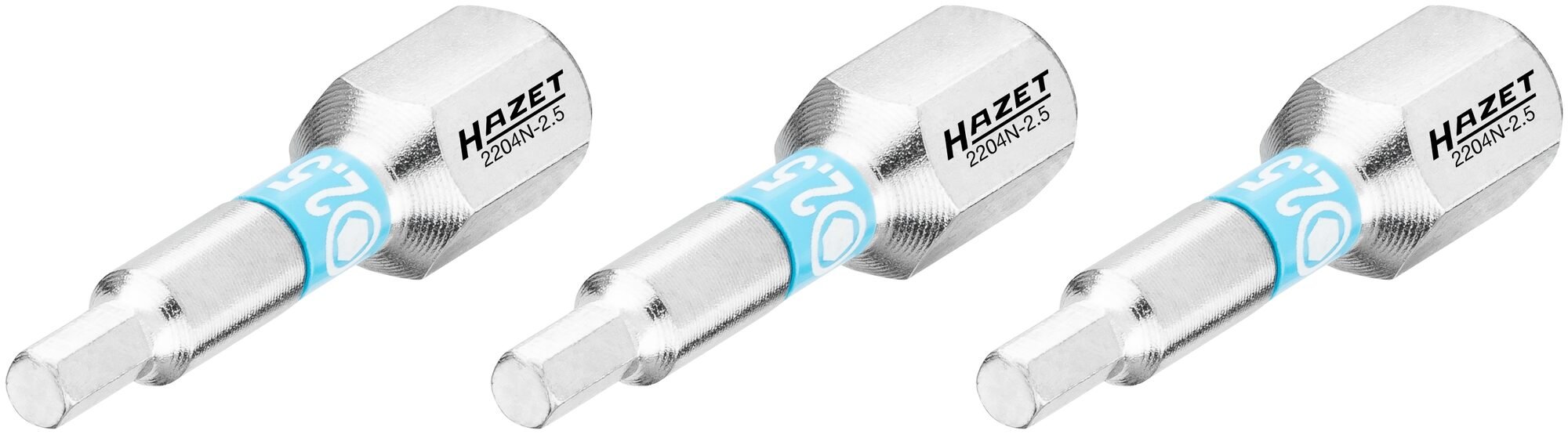 HAZET Bit 2204N-2.5/3 · 1/4 inch (6,3 mm) zeskant massief · Binnen-zeskant-profiel · 3-delig · SW 2,5 mm