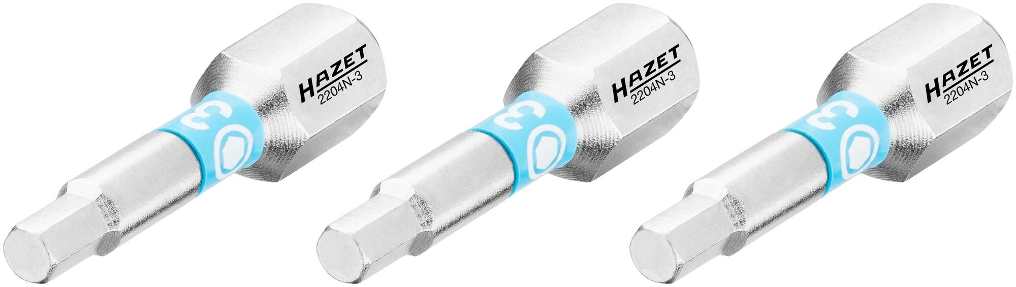 HAZET Bit 2204N-3/3 · 1/4 inch (6,3 mm) zeskant massief · Binnen-zeskant-profiel · 3-delig · SW 3 mm