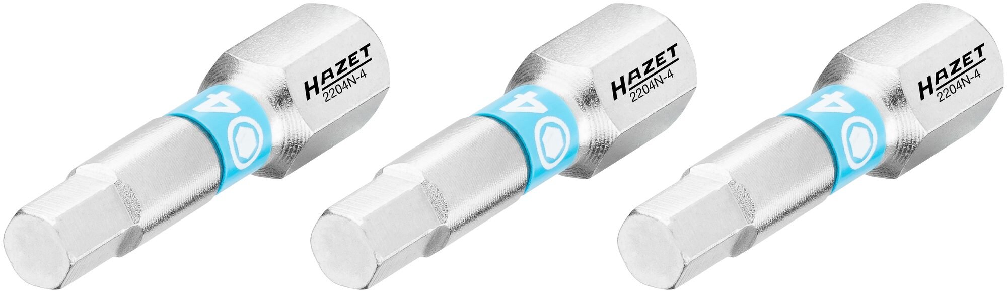 HAZET Bit 2204N-4/3 · 1/4 inch (6,3 mm) zeskant massief · Binnen-zeskant-profiel · 3-delig · SW 4 mm