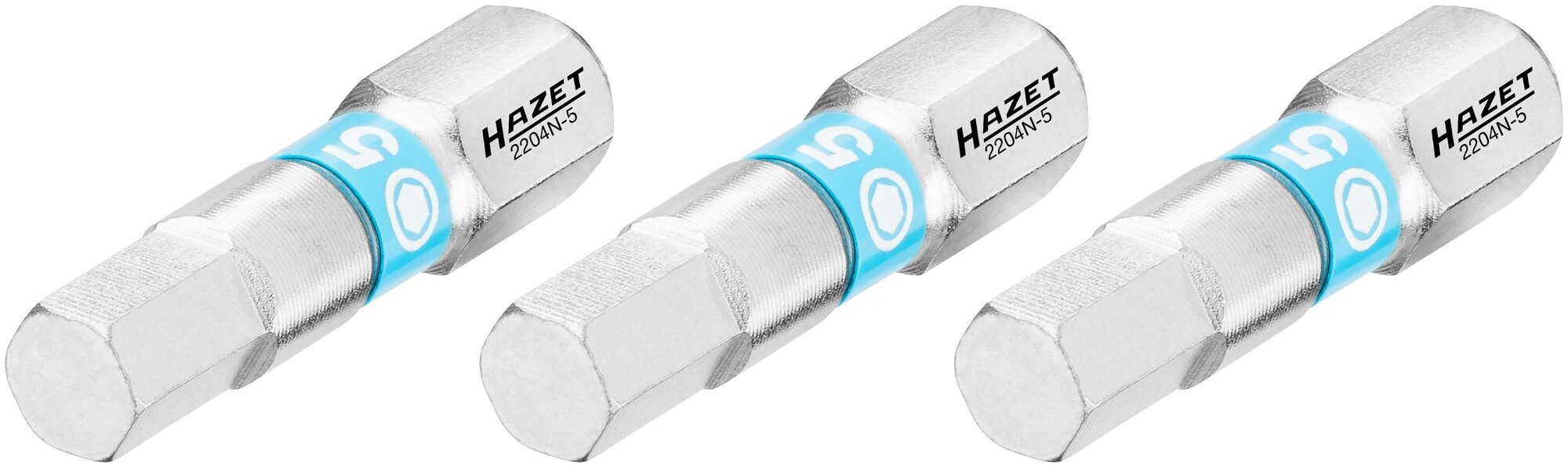 HAZET Bit 2204N-5/3 · 1/4 inch (6,3 mm) zeskant massief · Binnen-zeskant-profiel · 3-delig · SW 5 mm