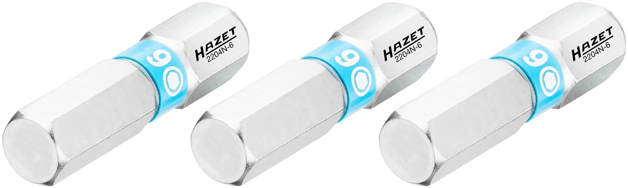 HAZET Bit 2204N-6/3 · 1/4 inch (6,3 mm) zeskant massief · Binnen-zeskant-profiel · 3-delig · SW 6 mm