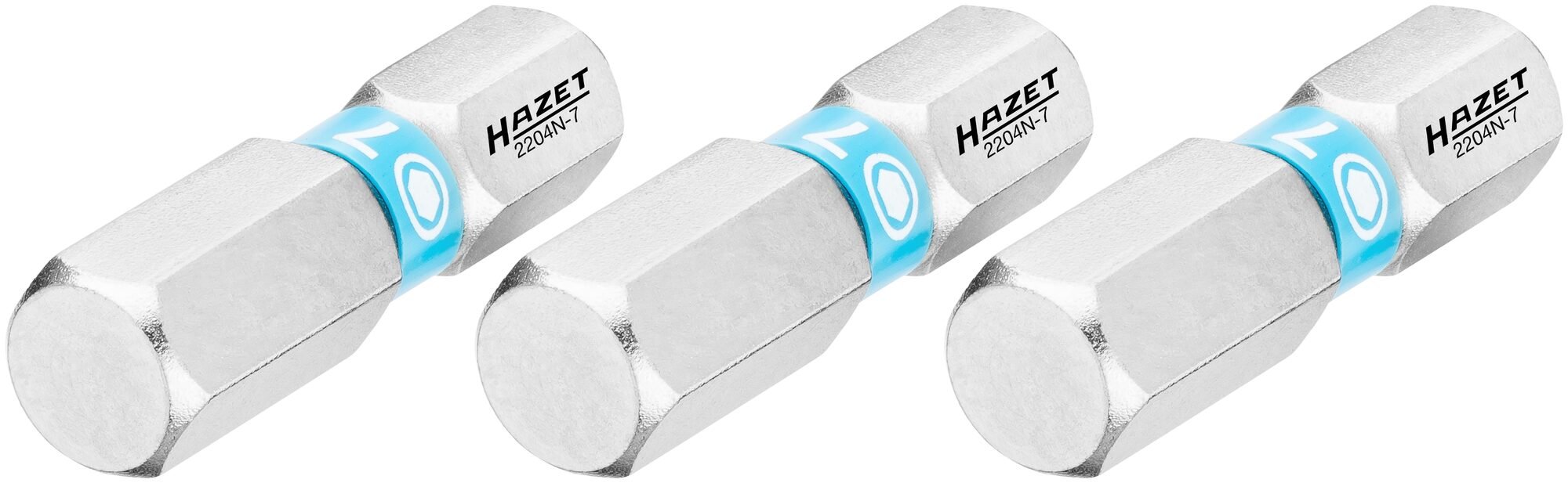 HAZET Bit 2204N-7/3 · 1/4 inch (6,3 mm) zeskant massief · Binnen-zeskant-profiel · 3-delig · SW 7 mm