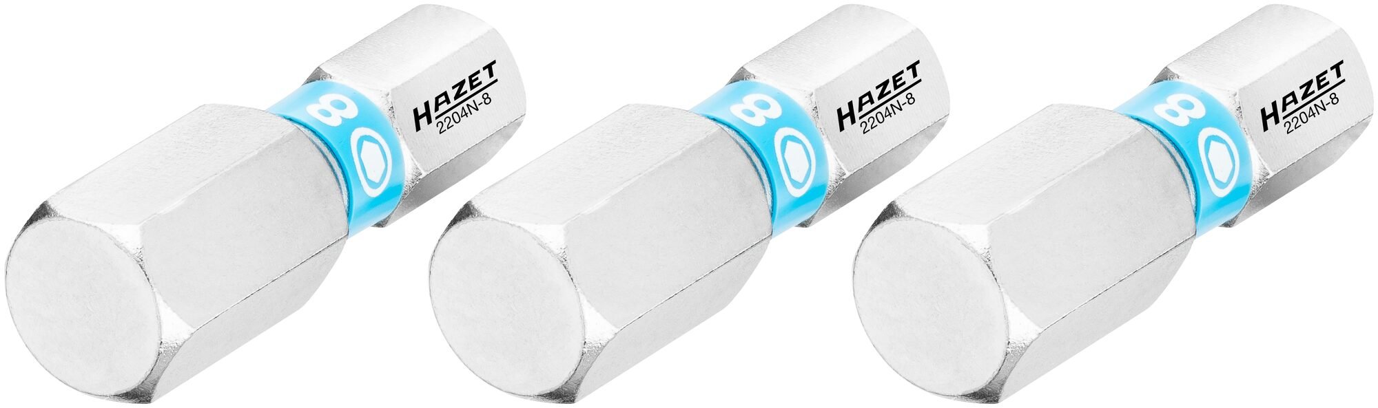 HAZET Bit 2204N-8/3 · 1/4 inch (6,3 mm) zeskant massief · Binnen-zeskant-profiel · 3-delig · SW 8 mm
