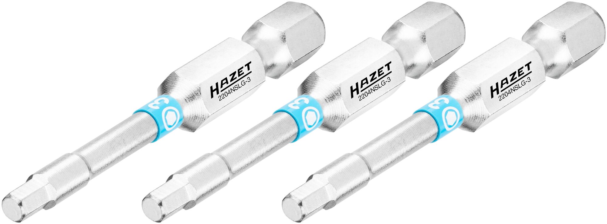 HAZET Bit 2204NSLG-3/3 · 1/4 inch (6,3 mm) zeskant massief · Binnen-zeskant-profiel · 3-delig · SW 3 mm