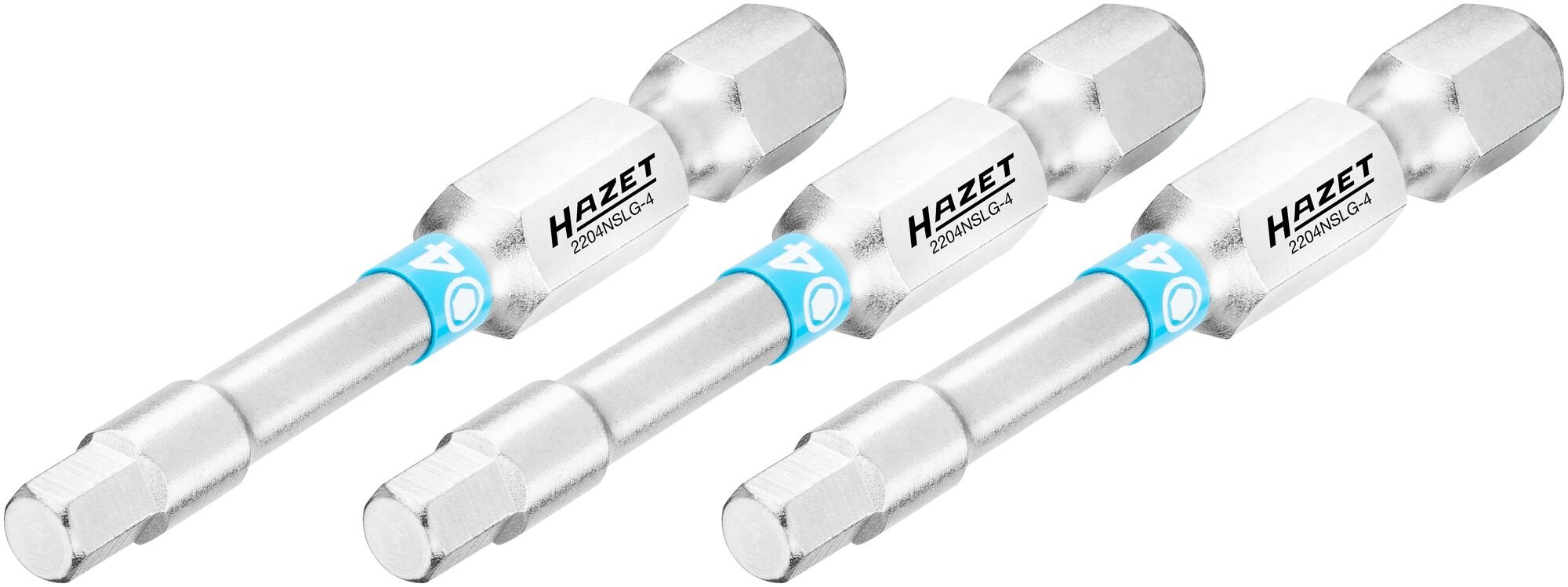 HAZET Bit 2204NSLG-4/3 · 1/4 inch (6,3 mm) zeskant massief · Binnen-zeskant-profiel · 3-delig · SW 4 mm